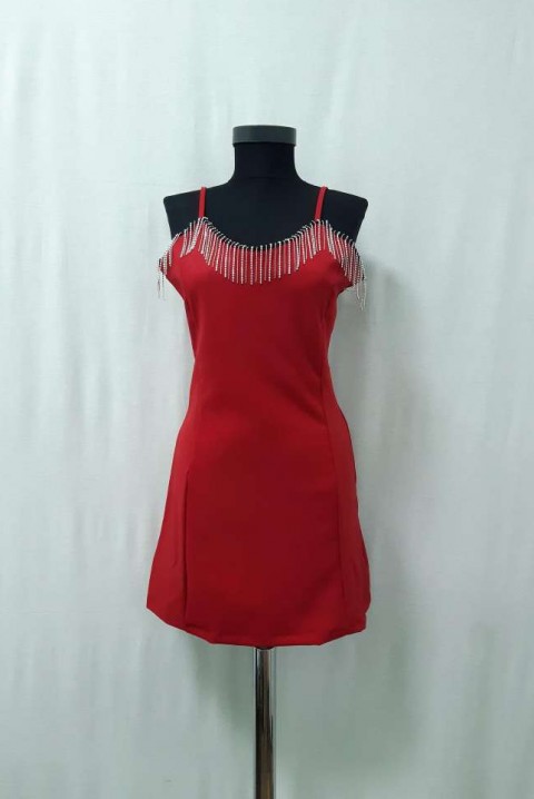 Elegantna kratka haljina u crvenoj boji 0355, Boja: crvena, IVET.BA - Nova Kolekcija
