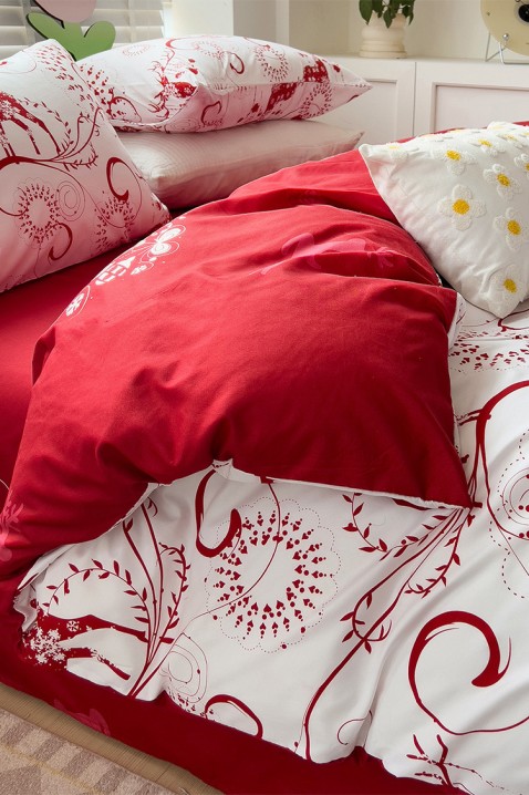 Komplet posteljine GANILTA 200x220 cm, Boja: bela i crvena, IVET.BA - Nova Kolekcija