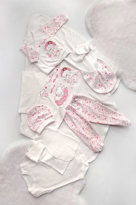 Komplet od 10 dijelova za novorođenče CAMITRI PINK, Boja: bela i roze, IVET.BA - Nova Kolekcija