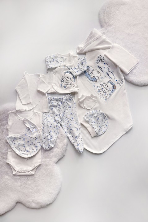 Komplet od 10 dijelova za novorođenče CAMITRI SKY, Boja: plava i bela, IVET.BA - Nova Kolekcija
